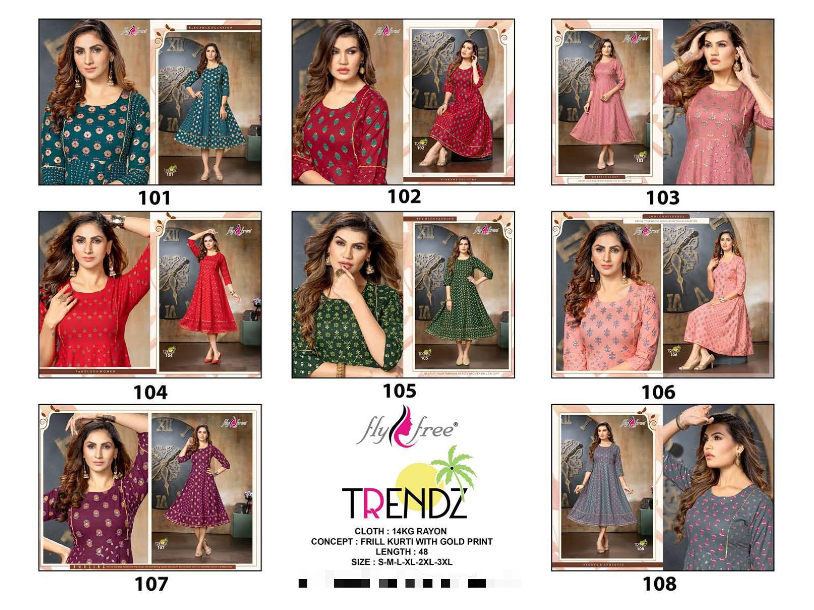 Fly Free Trendz Ethnic Wear Wholesale Anarkali Kurti Collection